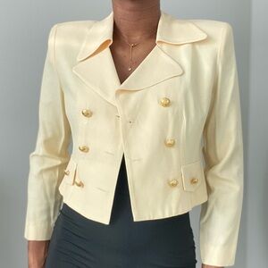 Chic Cream Double-Breasted Women's Blazer